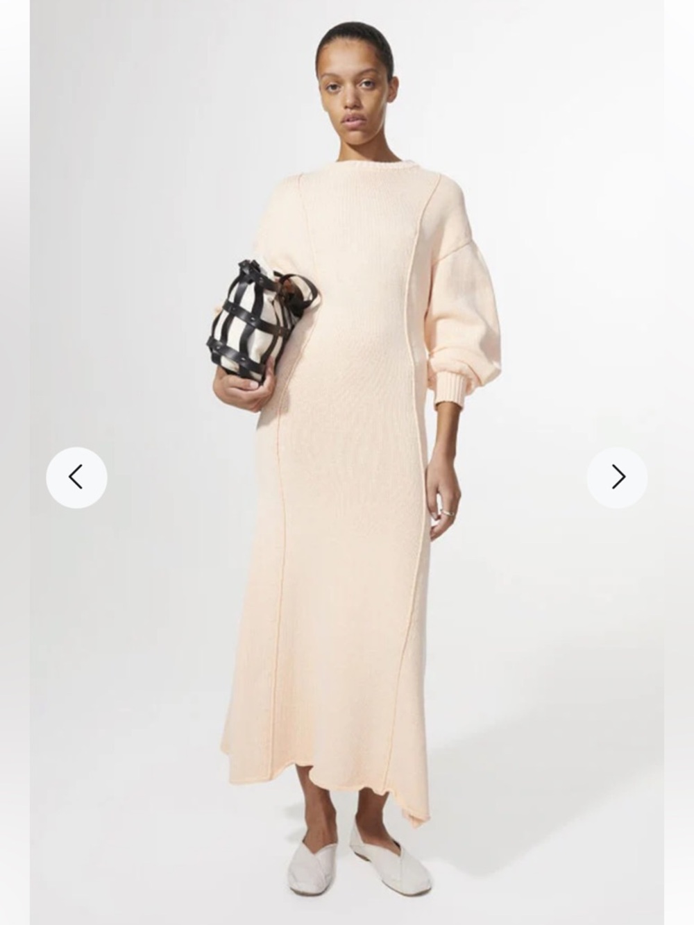 Rodebjer Tanner Sunbleached Long Sleeve Fitted Knit Dress in Peach